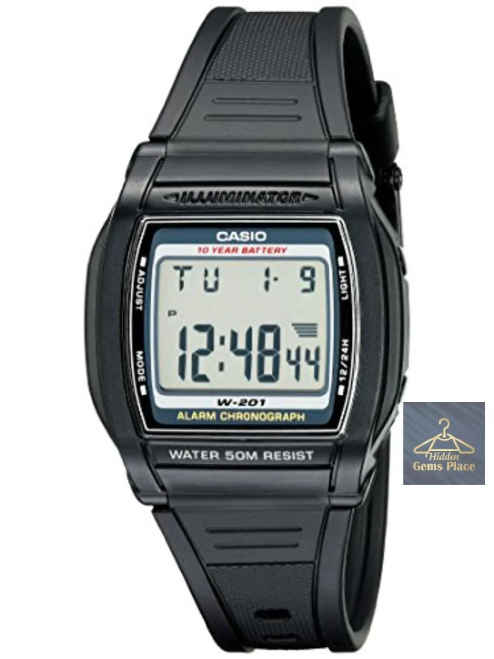 Casio Men's W201-1AV Alarm Chronograph Wrist Watch Quartz Mineral Crystal